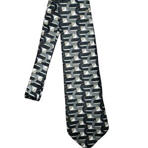 Mens Black and Gray Abstract Tie